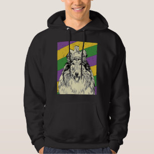 Ruwe Collie Jester  Mardi Gras Hond Moeder of Vade Hoodie