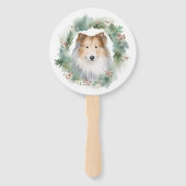 Ruwe Collie Kerst Krans Festieve Pup Handwaaier (Voorkant)