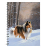 Ruwe Collie Laat het Sneeuwen Kerstmis Notitieboek (Voorkant)