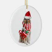 Ruwe collie met Petten kerst Keramisch Ornament (Rechts)
