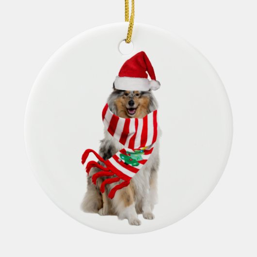 Ruwe collie met Petten kerst Keramisch Ornament (Voorkant)
