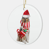 Ruwe collie met Petten kerst Keramisch Ornament (Links)