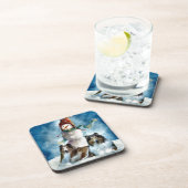 Ruwe Collie met Snowman Kerstmis Bier Onderzetter (Rechterzijde)