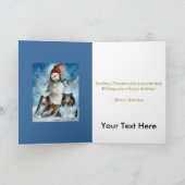 Ruwe Collie met Snowman Kerstmis Feestdagen Kaart (Binnen)