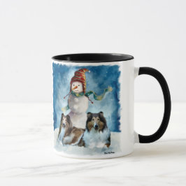 Ruwe Collie met Snowman Kerstmis Mok
