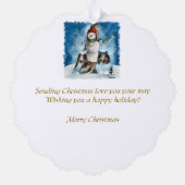 Ruwe Collie met Snowman Kerstmis Ornament Kaart (Achterkant)