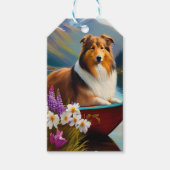 Ruwe Collie op een peddel: een Schilderachtig avon Cadeaulabel (Voorkant)