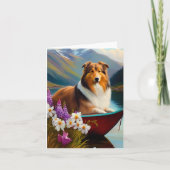 Ruwe Collie op een peddel: een Schilderachtig avon Kaart (Voorkant)