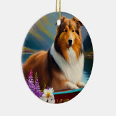 Ruwe Collie op een peddel: een Schilderachtig avon Keramisch Ornament (Rechts)
