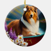 Ruwe Collie op een peddel: een Schilderachtig avon Keramisch Ornament (Achterkant)
