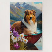 Ruwe Collie op een peddel: een Schilderachtig avon Legpuzzel (Verticaal)