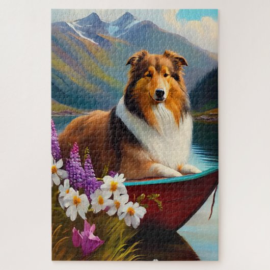 Ruwe Collie op een peddel: een Schilderachtig avon Legpuzzel (Verticaal)