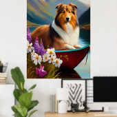 Ruwe Collie op een peddel: een Schilderachtig avon Poster (Thuiskantoor)