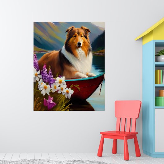 Ruwe Collie op een peddel: een Schilderachtig avon Poster (Kinderkamer 1)