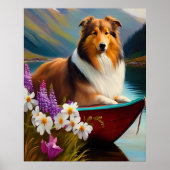 Ruwe Collie op een peddel: een Schilderachtig avon Poster (Voorkant)