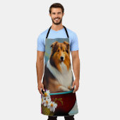 Ruwe Collie op een peddel: een Schilderachtig avon Schort (Gedragen)