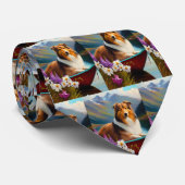 Ruwe Collie op een peddel: een Schilderachtig avon Stropdas (Opgerold)