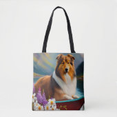 Ruwe Collie op een peddel: een Schilderachtig avon Tote Bag (Voorkant)