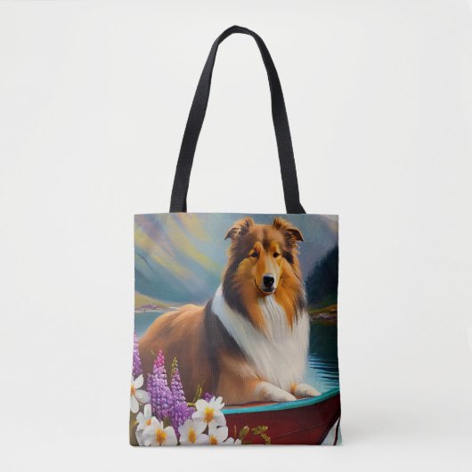 Ruwe Collie op een peddel: een Schilderachtig avon Tote Bag (Voorkant)