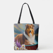 Ruwe Collie op een peddel: een Schilderachtig avon Tote Bag (Achterkant)