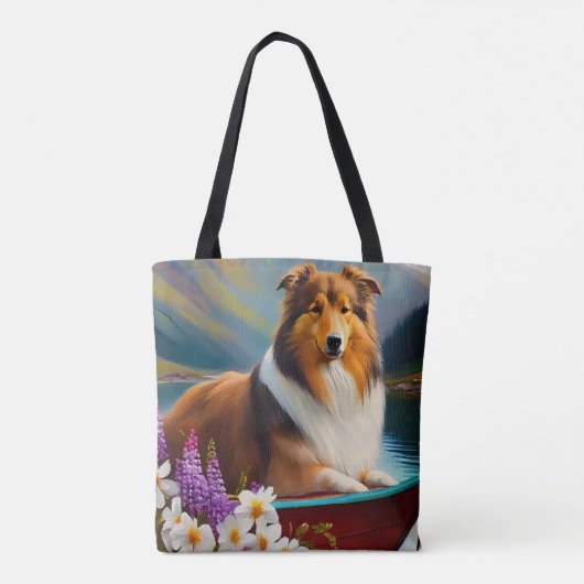Ruwe Collie op een peddel: een Schilderachtig avon Tote Bag (Achterkant)