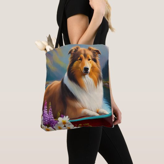 Ruwe Collie op een peddel: een Schilderachtig avon Tote Bag (Dichtbij)