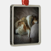 Ruwe collie op een stoel metalen ornament (Rechts)