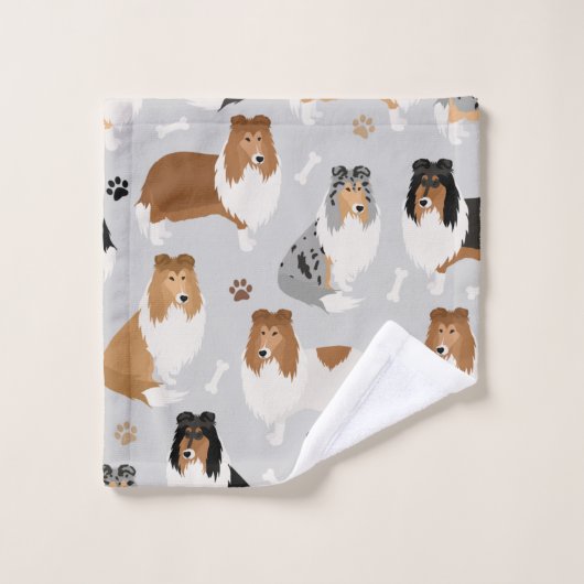 Ruwe Collie Paws en Botten Bad Handdoek (Wasdoekje)