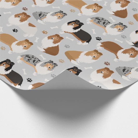 Ruwe Collie Paws en Botten Cadeaupapier (Hoek)