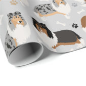 Ruwe Collie Paws en Botten Cadeaupapier (Rol Hoek)