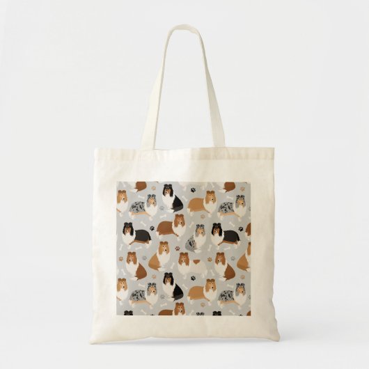 Ruwe Collie Paws en Botten Canvas tas (Voorkant)