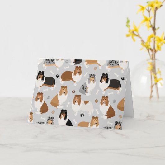 Ruwe Collie Paws en Botten Card Kaart (Gele Bloem)