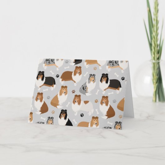 Ruwe Collie Paws en Botten Card Kaart (Voorkant)