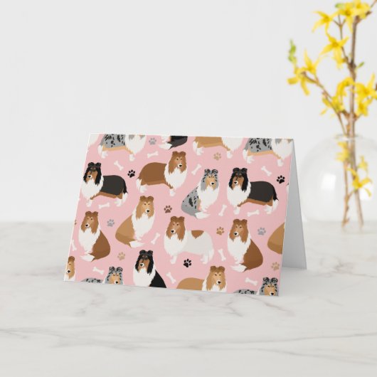 Ruwe Collie Paws en Botten Card Kaart (Gele Bloem)