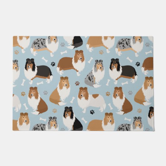 Ruwe Collie Paws en Botten Deurmat (Voorkant)