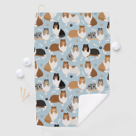 Ruwe Collie Paws en Botten Golfhanddoek (Insitu)