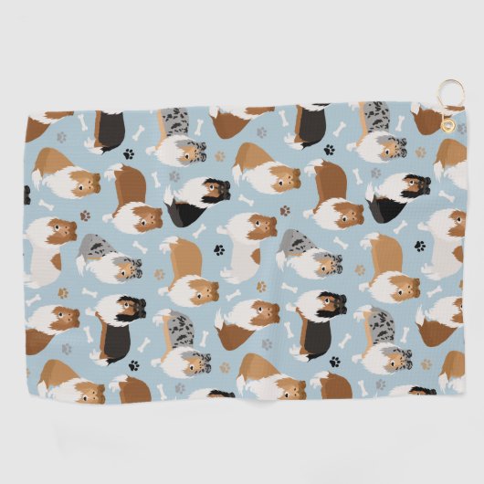 Ruwe Collie Paws en Botten Golfhanddoek (Horizontaal)