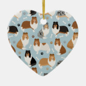 Ruwe Collie Paws en Botten Keramisch Ornament (Voorkant)