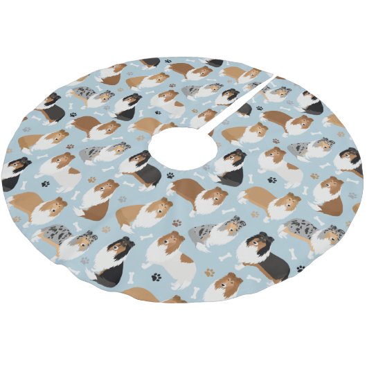 Ruwe Collie Paws en Botten Kerstboom Rok (Gekanteld)