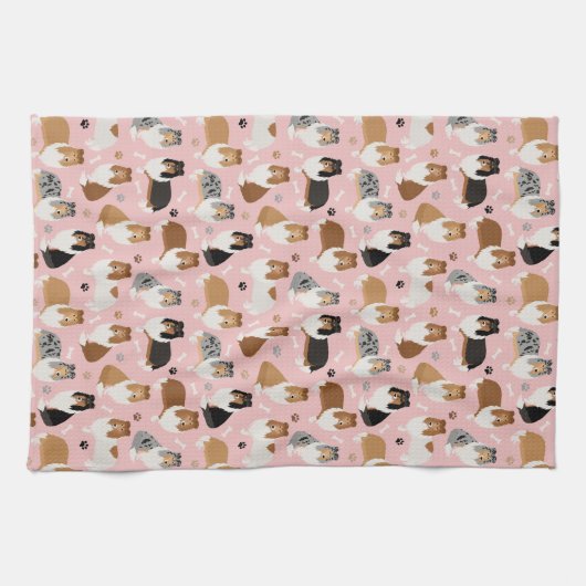 Ruwe Collie Paws en Botten Kitchen Towel Theedoek (Horizontaal)