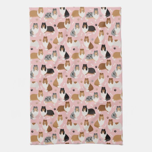 Ruwe Collie Paws en Botten Kitchen Towel Theedoek (Verticaal)