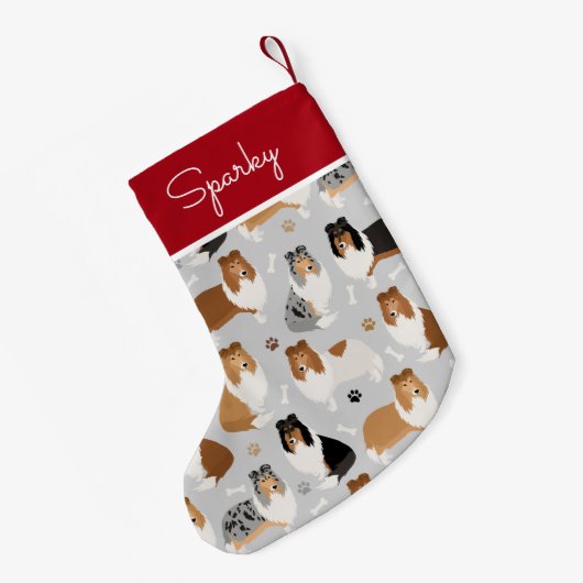 Ruwe Collie Paws en Botten Kleine Kerstsok (Achterkant (Hangend))