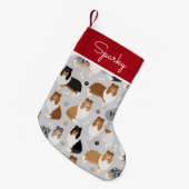 Ruwe Collie Paws en Botten Kleine Kerstsok (Voorkant (Hangend))