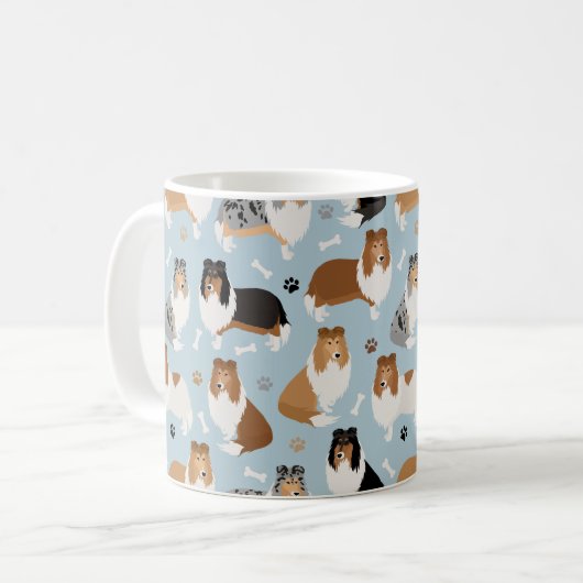 Ruwe Collie Paws en Botten Koffiemok (Voorkant links)