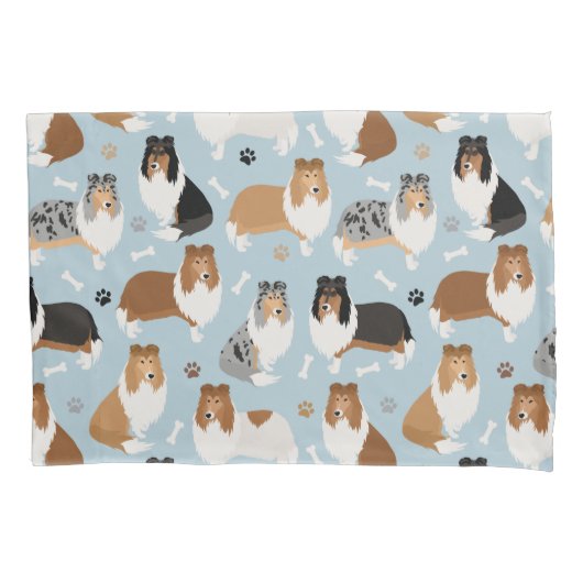 Ruwe Collie Paws en Botten Kussensloop (Voorkant)