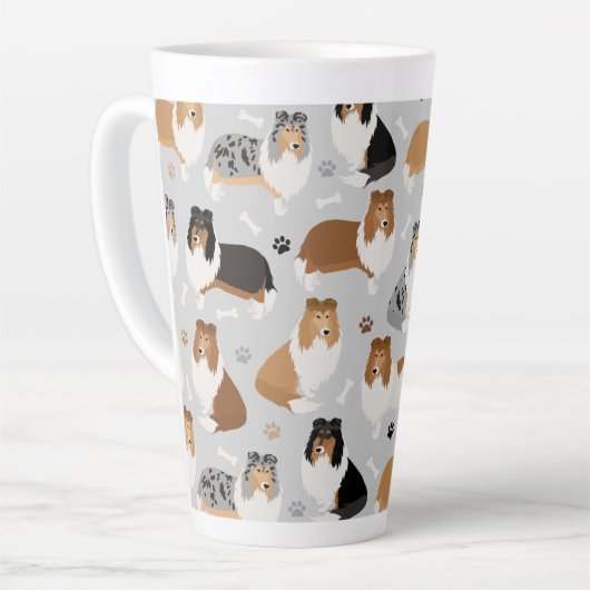 Ruwe Collie Paws en Botten Latte Mok (Linkerhoek)