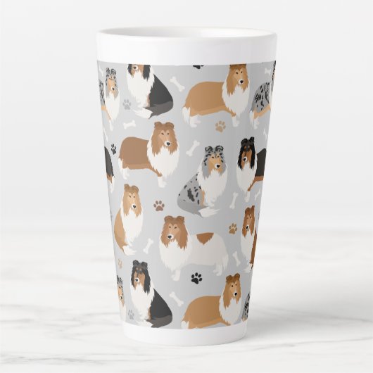 Ruwe Collie Paws en Botten Latte Mok (Voorkant)