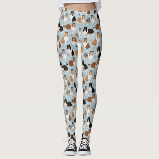 Ruwe Collie Paws en Botten Leggings (Voorkant)