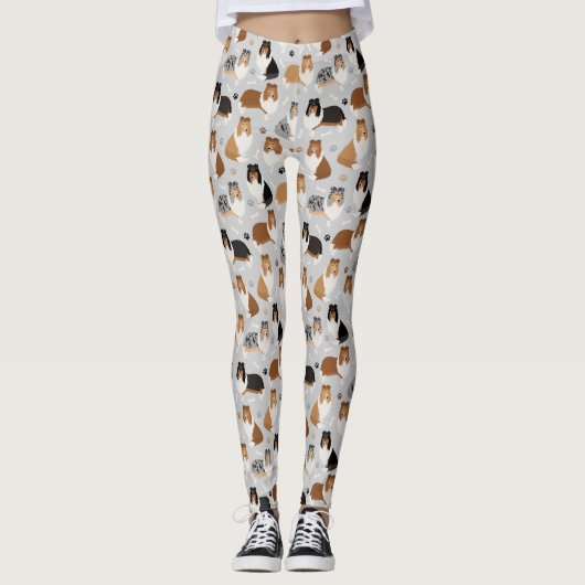 Ruwe Collie Paws en Botten Leggings (Voorkant)