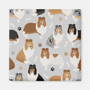 Ruwe Collie Paws en Botten Magnet